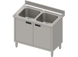Mobile Lavello A Due Vasche Con Ante A Battente, Con Supporto, 1000 Mm X 600 Mm X 850 Mm (Lxpxa)
