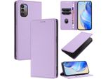 Custodia In Pelle Per Nokia G11 4G/Nokia G21 4G, Pelle Litschi, Custodia A Portafoglio Con Slot Per Carte E Supporto Viola
