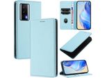 Custodia In Pelle Per Xiaomi Poco F5 Pro/Redmi K60/K60 Pro, Pelle Litschi, Custodia A Portafoglio Con Slot Per Carte E Supporto Blu Chiaro