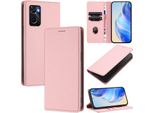 Custodia In Pelle Per Oppo A36/A76/A96/K10 4G/Realme 9I 4G, Pelle Litschi, Custodia A Portafoglio Con Slot Per Carte E Supporto Rosa