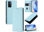 Custodia In Pelle Per Oppo A36/A76/A96/K10 4G/Realme 9I 4G, Pelle Litschi, Custodia A Portafoglio Con Slot Per Carte E Supporto Blu Chiaro