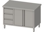 Armadio Da Lavoro Con Ante A Battente 2000X600X850 Mm, Con 3 Cassetti A Sinistra, Senza Alzatina, Saldato