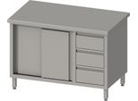 Armadio Da Lavoro Con Ante Scorrevoli 2000X700X850 Mm, Con 3 Cassetti A Destra, Senza Alzatina, Saldato