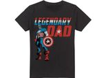Captain America - Maglietta "Legendary Dad"" Da Uomo TV3526 (Xl) (Nero)"