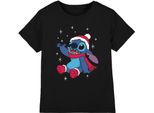 Lilo & Stitch - T-Shirt Per Bambini - Design Natalizio TV3596 (128) (Nero)