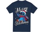 Lilo & Stitch - Maglietta "Merry Stitchmas"" Per Uomo TV3769 (L) (Blu Navy)"