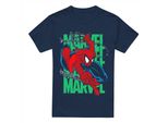 Spider-Man - Maglietta "Wall Crawling"" Da Uomo TV3968 (Xl) (Blu Navy)"