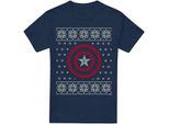 Capitan America - Maglietta Da Uomo TV4159 (3XL) (Blu Navy)