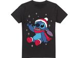 Lilo & Stitch - T-Shirt Da Uomo - Design Natalizio TV4801 (M) (Nero)