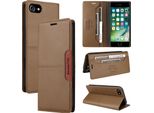 Custodia Per Iphone 8/7/6S/6/Iphone Se 2022/2020, Custodia In Pelle Flip Wallet Con Slot Per Carte E Supporto Brown