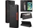 Custodia Per Iphone 8/7/6S/6/Iphone Se 2022/2020, Custodia In Pelle Flip Wallet Con Slot Per Carte E Supporto Nero