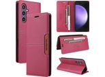 Custodia Per Samsung Galaxy A35, Custodia In Pelle Flip Wallet Con Slot Per Carte E Supporto Rosso
