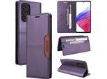 Custodia Per Samsung Galaxy A33 5G, Custodia In Pelle Flip Wallet Con Slot Per Carte E Supporto Purple