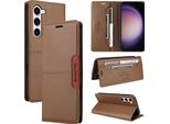 Custodia Per Samsung Galaxy S23, Custodia In Pelle Flip Wallet Con Slot Per Carte E Supporto Brown