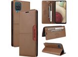 Custodia Per Samsung Galaxy A12, Custodia Flip Wallet In Pelle Con Slot Per Carte E Supporto Marrone