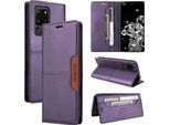 Custodia Per Samsung Galaxy S20 Ultra, Custodia In Pelle Flip Wallet Con Slot Per Carte E Supporto Viola