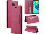 Custodia Per Xiaomi Redmi Note 9S / 9 Pro / 9 Pro Max, Custodia In Pelle Flip Wallet Con Slot Per Schede E Supporto Rosso