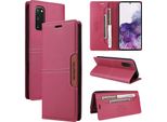 Custodia Per Samsung Galaxy S20, Custodia In Pelle Flip Wallet Con Slot Per Schede E Supporto Rosso