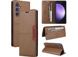Custodia Per Samsung Galaxy A25 5G, Custodia In Pelle Flip Wallet Con Slot Per Carte E Supporto Marrone