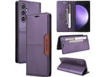 Custodia Per Samsung Galaxy A25 5G, Custodia In Pelle Flip Wallet Con Slot Per Carte E Supporto Purple