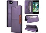 Custodia Per Iphone 8/7/6S/6/Iphone Se 2022/2020, Custodia In Pelle Flip Wallet Con Slot Per Carte E Supporto Viola