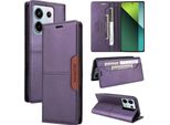 Custodia Per Xiaomi Redmi Note 13 Pro 5G/Poco X6, Custodia In Pelle Flip Wallet Con Slot Per Schede E Supporto Viola