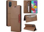 Custodia Per Samsung Galaxy A71 4G, Custodia In Pelle Flip Wallet Con Slot Per Carte E Supporto Marrone