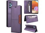 Custodia Per Samsung Galaxy A32 4G, Custodia In Pelle Flip Wallet Con Slot Per Carte E Supporto Purple