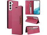 Custodia Per Samsung Galaxy S21+/S21 Plus 5G, Custodia In Pelle Flip Wallet Con Slot Per Carte E Supporto Rosso