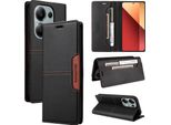 Custodia Per Xiaomi Redmi Note 13 5G, Custodia Flip Wallet In Pelle Con Slot Per Schede E Supporto Nero