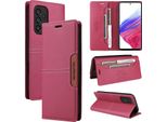 Custodia Per Samsung Galaxy A53 5G, Custodia In Pelle Flip Wallet Con Slot Per Carte E Supporto Rosso