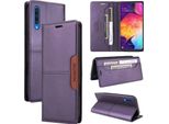 Custodia Per Samsung Galaxy A70, Custodia Flip Wallet In Pelle Con Slot Per Carte E Supporto Viola