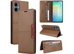 Custodia Per Samsung Galaxy A06, Custodia Flip Wallet In Pelle Con Slot Per Carte E Supporto Marrone