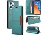 Custodia Per Xiaomi Poco M6 Pro 5G/Redmi 12, Custodia In Pelle Flip Wallet Con Slot Per Carte E Supporto Verde