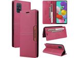 Custodia Per Samsung Galaxy A71 4G, Custodia In Pelle Flip Wallet Con Slot Per Carte E Supporto Rosso