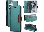 Custodia Per Samsung Galaxy S23 Ultra, Custodia Flip Wallet In Pelle Con Slot Per Carte E Supporto Verde