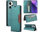 Custodia Per Xiaomi Redmi Note 13 Pro+, Custodia Flip Wallet In Pelle Con Slot Per Schede E Supporto Verde