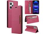 Custodia Per Xiaomi Redmi Note 12 Pro+, Custodia Flip Wallet In Pelle Con Slot Per Schede E Supporto Rosso