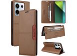 Custodia Per Xiaomi Redmi Note 13 Pro 5G/Poco X6, Custodia In Pelle Flip Wallet Con Slot Per Schede E Supporto Brown
