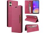 Custodia Per Samsung Galaxy A05, Custodia In Pelle Flip Wallet Con Slot Per Carte E Supporto Rosso