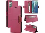 Custodia Per Samsung Galaxy Note 20 5G/4G, Custodia In Pelle Flip Wallet Con Slot Per Schede E Supporto Rosso