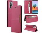 Custodia Per Xiaomi Redmi Note 10 Pro/Note 10 Pro Max, Custodia In Pelle Flip Wallet Con Slot Per Schede E Supporto Rosso