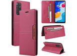 Custodia Per Xiaomi Redmi Note 11S/Note 11 4G/Note 12S, Custodia In Pelle Flip Wallet Con Slot Per Schede E Supporto Rosso