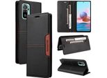 Custodia Per Xiaomi Redmi Note 10S/Note 10 4G, Custodia In Pelle Flip Wallet Con Slot Per Schede E Supporto Nero
