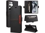 Custodia Per Samsung Galaxy S22 Ultra 5G, Custodia In Pelle Flip Wallet Con Slot Per Carte E Supporto Nero