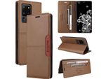 Custodia Per Samsung Galaxy S20 Ultra, Custodia Flip Wallet In Pelle Con Slot Per Carte E Supporto Marrone