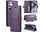 Custodia Per Samsung Galaxy S22 Ultra 5G, Custodia In Pelle Flip Wallet Con Slot Per Carte E Supporto Purple