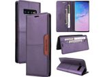 Custodia Per Samsung Galaxy S10, Custodia Flip Wallet In Pelle Con Slot Per Carte E Supporto Viola