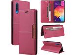 Custodia Per Samsung Galaxy A70, Custodia In Pelle Flip Wallet Con Slot Per Carte E Supporto Rosso
