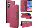 Custodia Per Samsung Galaxy A05S, Custodia In Pelle Flip Wallet Con Slot Per Carte E Supporto Rosso